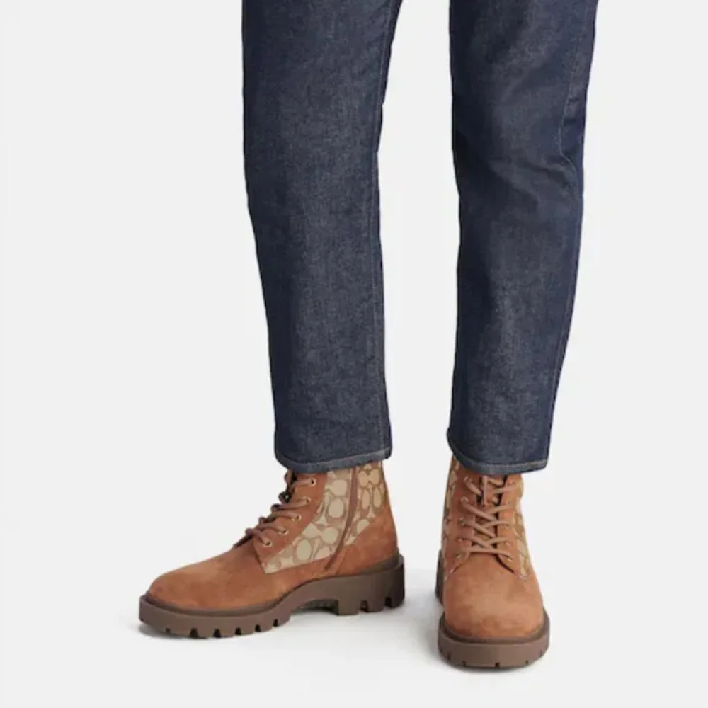 NWT COACH KHAKI SIGNATURE JACQUARD CITYSOLE BOOT